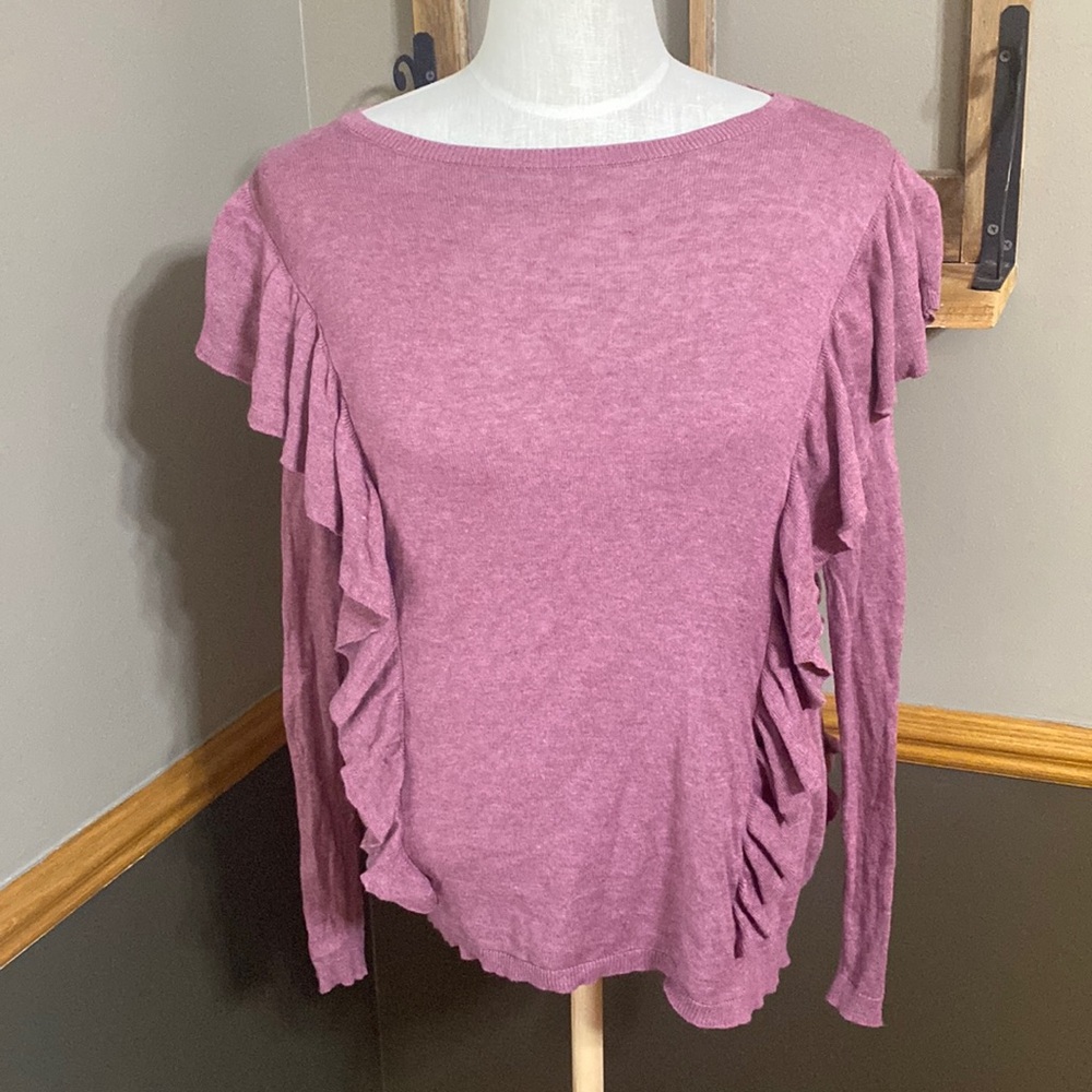 Chaps mauve sweater with ruffle details size Small